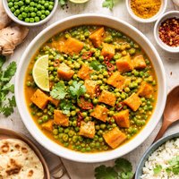 Curried Sweet Potatoes and Green Peas