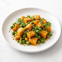 Curried Sweet Potatoes with Green Peas