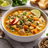 Curried Turkey Apple and Sweet Potato Soup