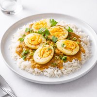 Curry Eggs Over Rice for Leftover Hard Boiled Eggs