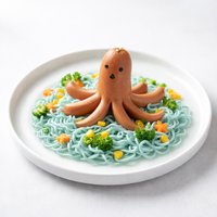 Cute Hot Dog on Noodles for Kids Octopus on the Sea