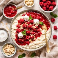 Danish Rice Pudding W Raspberry Sauce Ris a La Mande