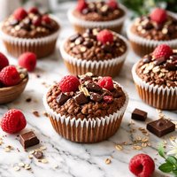 Dark Chocolate Raspberry Oatmeal Muffins