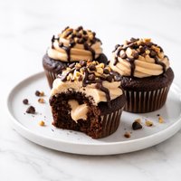 Decadent Chocolate Peanut Butter Filled Cupcakes