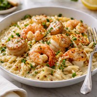 Decadently Creamy Shrimp and Scallop Scampi with Orzo