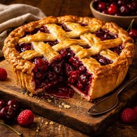 Deep Dish Raspberry and Black Cherry Pie