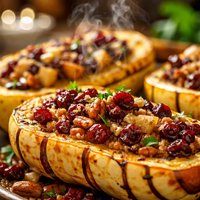 Delicata Squash Stuffed with Dried Fruit and Nuts