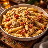 Delicious Chicken and Bacon with Penne Pasta in Cream Sauce