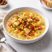 Delicious Corn Potato and Bell Pepper Chowder