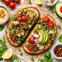 Delicious Grilled Open Face Veggie Sandwich