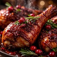 Delicious Oven Baked Cranberry Barbecue Chicken or Turkey Legs