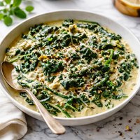 Deliciously Creamed Mustard Greens with Spinach