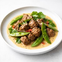 Delightful Coconut Beef Curry with Chinese Snow Peas