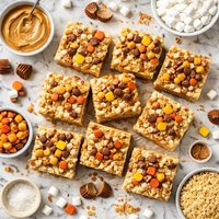Deluxe Baked Marshmallow Peanut Butter Rice Krispies Squares Bar