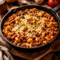 Deluxe Cheesy Tomato Hamburger Helper Skillet