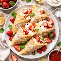 Dessert Crepes with Strawberry Cream Filling