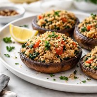 Diabetic Low Fat Baked Stuffed Portobello Caps