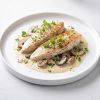Diabetic Low Fat Fish Steaks with Mushroom Sauce