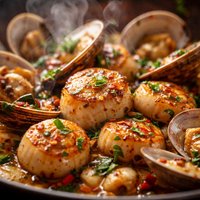 Digby Scallops and Clams Sauteed in Canadian Whiskey