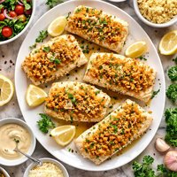 Dijon Parmesan Crusted Halibut