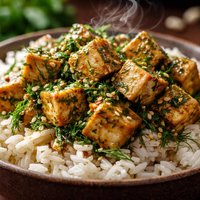 Dill Tofu on Rice