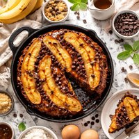 Double Banana Chocolate Chip Upside Down Cake
