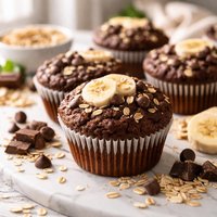 Double Chocolate Banana Oatmeal Muffins Fiber