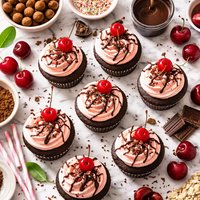 Double Chocolate Malt Shop Cupcakes W Cherry Vanilla Buttercream