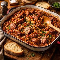 Down Home Sausage and Bean Bake