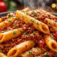 Dragged Penne with Meat Sauce