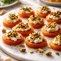 Dried Apricots with Goat Cheese and Pistachios
