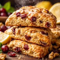 Dried Cranberry Walnut and Lemon Scones