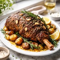 Drop Dead Gorgeous Garlic Studded Roast Leg of Lamb