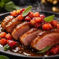Duck in Honey and Sage Sauce with Rhubarb Relish