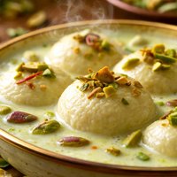 Dudhbari Sweetened Milk Balls in Pistachio Flavored Cream Syrup