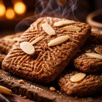 Dutch Speculaas Cookies with Slivered Almonds on Top