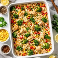 Easiest Chicken Rice Veggie Casserole