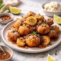 East Meets Zest Bananas Foster Fritters
