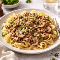 Easy Almost Ground Beef Stroganoff