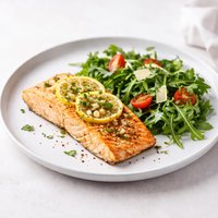 Easy Baked Salmon with Arugula