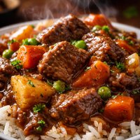 Easy Beef Stew Over Rice or Noodles