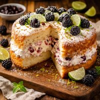 Easy Blackberry Lime Filled Angel Food Cake