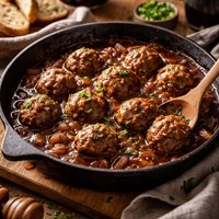 Easy Braised Meatballs in Red Wine Gravy
