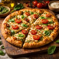 Easy Cheese and Pesto Pizza with Fresh Tomatoes