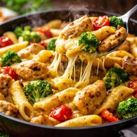 Easy Cheesy Chicken Pasta Veggie Skillet