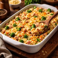 Easy Cheesy Ham and Veggie Rice Casserole Diabetic