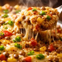 Easy Cheesy Lentil Rice Casserole