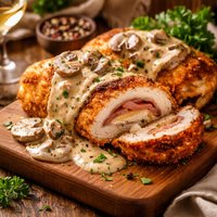 Easy Chicken Cordon Bleu with Mushroom Sauce