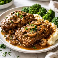Easy Crock Pot Baked Steak and Mushroom Gravy