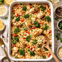 Easy Fluffy Rice and Chicken Casserole